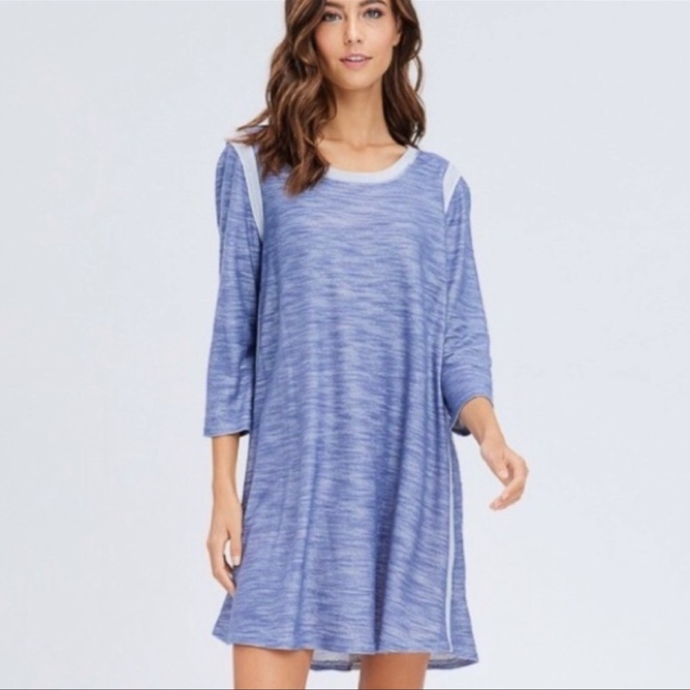 Papermoon Blue Spaced Dyed Shirt Dress Size Medium